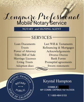 Precise execution of notarial acts. We come to your home, office or designated location.