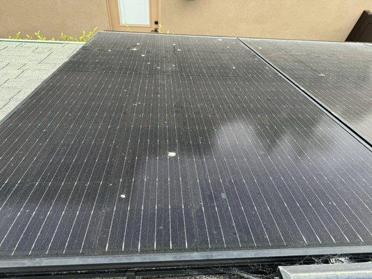 This is a before picture of the solar panel cleaning