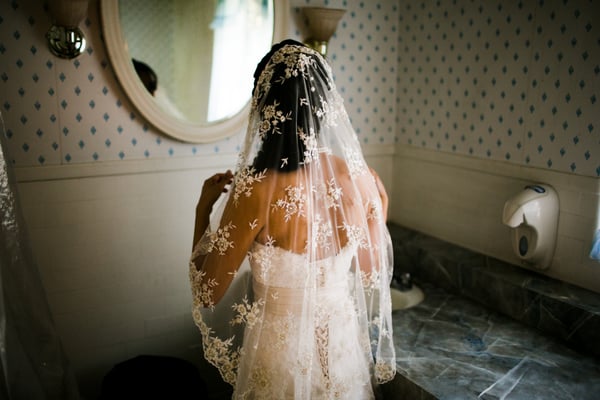 The veil is from Sibodesigns. Maggie Sottero Presca Marie was ordered through Bride's Choice (2012 Copyright Channing Johnson)