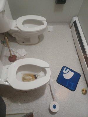 This is were your child would use the bathroom at look at the apple it was there for a week another staff member showed me