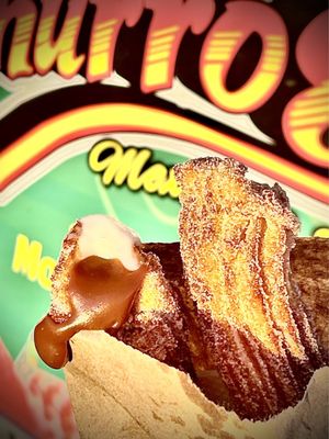 Another beauty shot...regular churro and a combo caramel/vanilla filled...