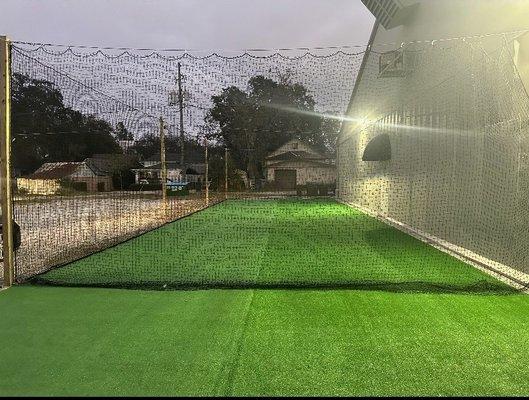 Outdoor nets and turf to get some fresh air and a workout in whether it's strength or conditioning.