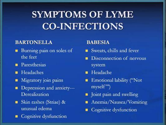 Lyme and co-infections are under diagnosed. We are Lyme literate!