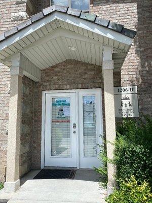 Here is what the main entrance and front door  for South Point Counseling Services looks like.