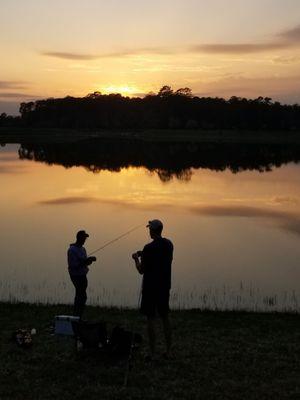 Sunset and fishermen