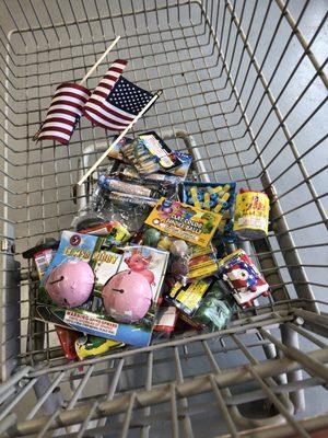 7/3/20. Friday afternoon. Getting ready for the big 4th of July weekend! To quote The Black Eyed Peas, I like that Boom Boom Pow!! Our haul!