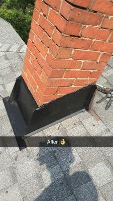 After remodel of roofing chimney