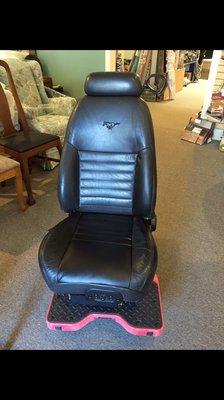 Black leather car seat.