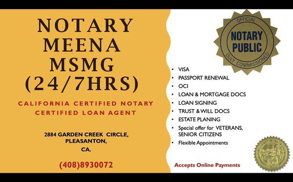 Notary Meena MSMG 24/7 hrs