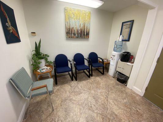 Patient waiting room with beverages