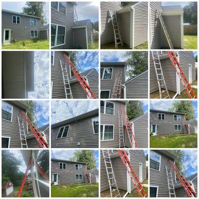 Gutter installation! Vinyl. Customer needed the water away from the rear entrance to the house, we made that happen for him in just one day!