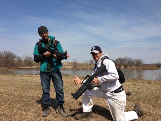 Infantry Laser Tag guns look like M16's with a grenade launcher!!