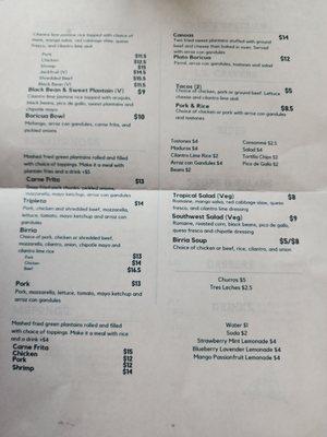 Menu back