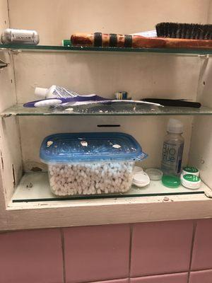 sheetrock inside the medicine cabinet