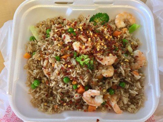 Large Shrimp Fried Rice with Red pepper flakes