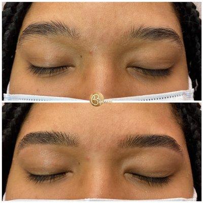 Brow wax and tint before and after