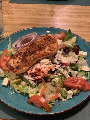 Blackened Salmon Greek Salad