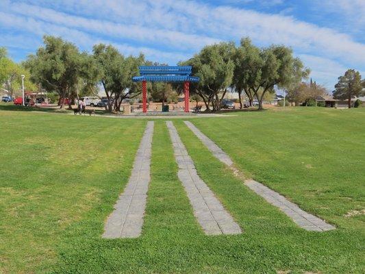 3 rows of blocks between the pergolas and Mudong.