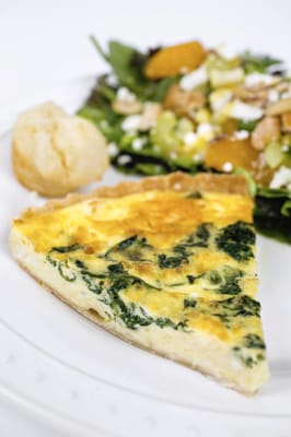 Spinach and Feta Tart with Mandarin Orange Salad and a Sour Cream Biscuit