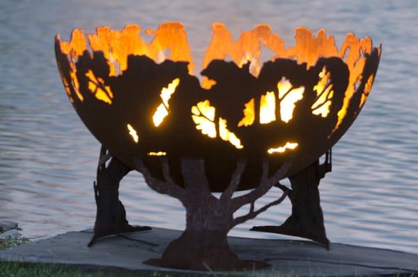 Forest Fire - 37" Fire Pit (firebowl) by Melissa Crisp of The Fire Pit Gallery.  https://www.thefirepitgallery.com