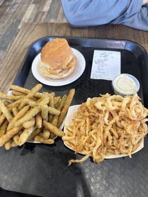 Onion rings and fried green beans