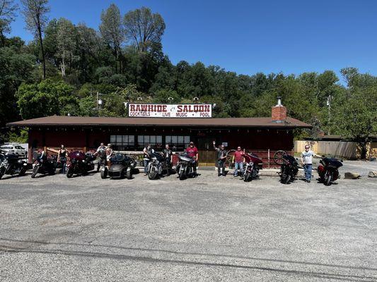 Rawhide Saloon always welcomes thirsty bikers! Meeting the Old Coots here for a nice ride