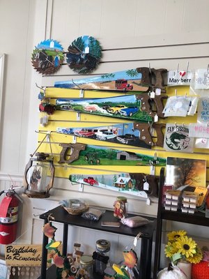 We have many hand-painted items from local artists including Janice Brown, Judy Reece and Steve A Smith.