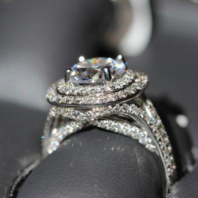 Double halo diamond engagement ring