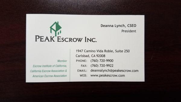 Business card with updated information.