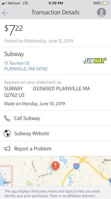 Subway receipt