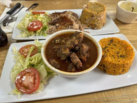 Oxtail / Rabo with Yellow Rice with Pigeon Peas Pernil with Chicharrón mofongo