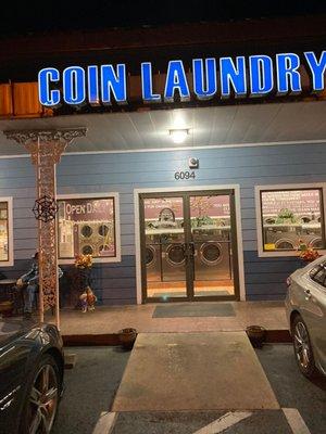 Outside- just says Coin Laundry