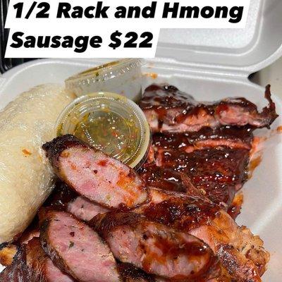 1/2 Rack and Hmong Sausage Combo