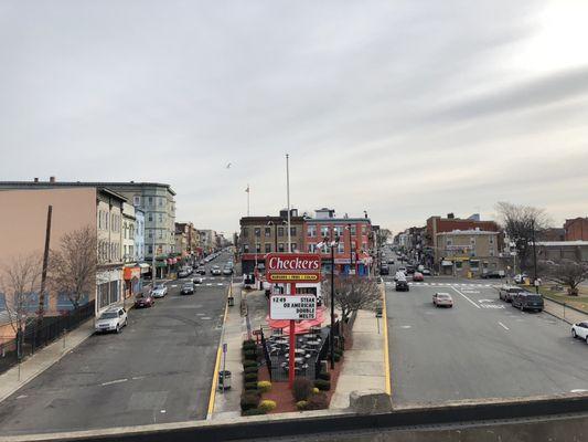 View from the station's platform (northern part), showing Checkers, Park Ave & Market St, and the residential communities here. (12/9/2018)