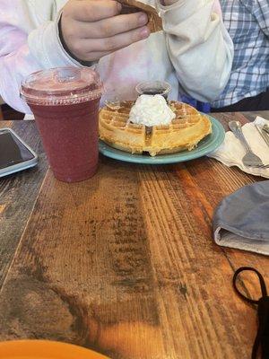 Chocolate Chip Waffle and Smoothie