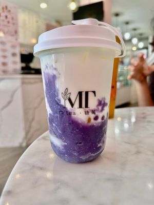 Fresh Ube Milk with Taro Ball