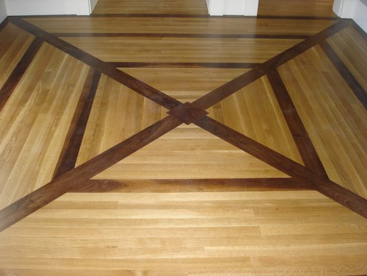 Quarter sawn white oak with walnut inlay