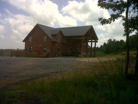 Late afternoon view of the lodge and spacious parking lot.