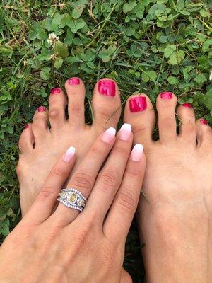 Spa pedi & full set with white spray tips