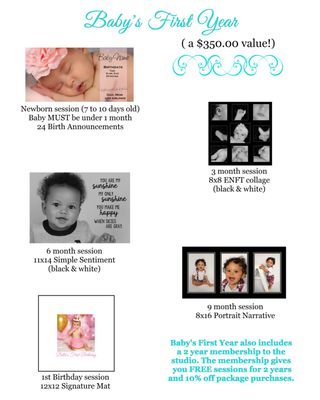 Ask about our Baby's First Year package!