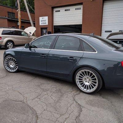 This b8 a4 sitting pretty and flush after a coilover install and alignment