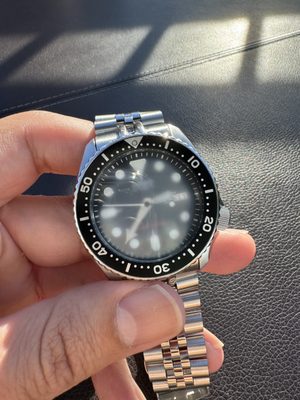 Watch prior to repair (moisture under the crystal).