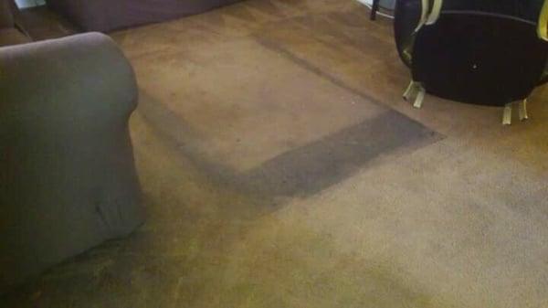 My carpet  after using their services. Who cleans around the furniture.