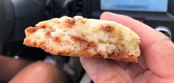 The inside of the Apple cinnamon scone