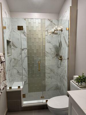 Glass shower door.