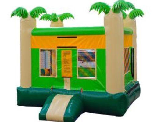 This Palm Tree bounce house, with basketball goal,  will add fun to any event!