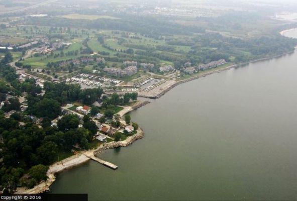 Aerial view of the marina