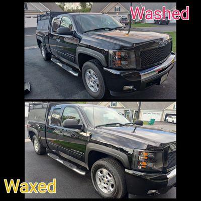 Showing the reflective deafferents from just washing to having your vehicle waxed