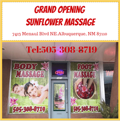 Grand opening  Sunflower Massage Tel:505-308-8719 7413 Menaul Blvd NE.Albuquerque, NM 87110