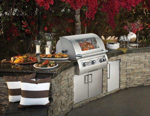 Outdoor kitchens with high-end, long-lasting grills, fridges, and accessories